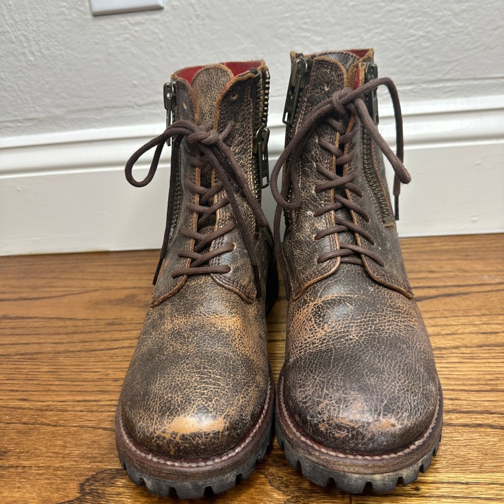 Bed Stu Tactic Trek Women's Combat Boots Brown Distressed Leather Vibram Size 8 - Picture 4 of 11